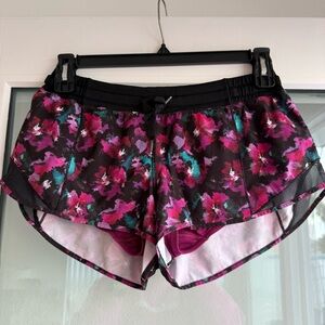 Lululemon Hotty Hot shorts, floral pattern, size 8